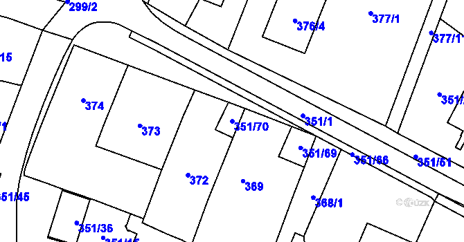 Parcela st. 351/70 v KÚ Dyjákovičky, Katastrální mapa