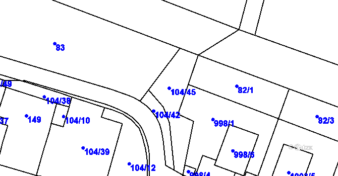 Parcela st. 104/45 v KÚ Dyjákovičky, Katastrální mapa