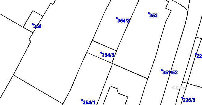 Parcela st. 354/3 v KÚ Dyjákovičky, Katastrální mapa