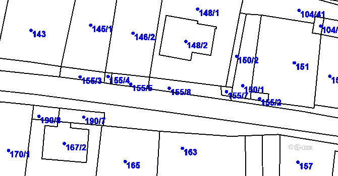 Parcela st. 155/8 v KÚ Dyjákovičky, Katastrální mapa