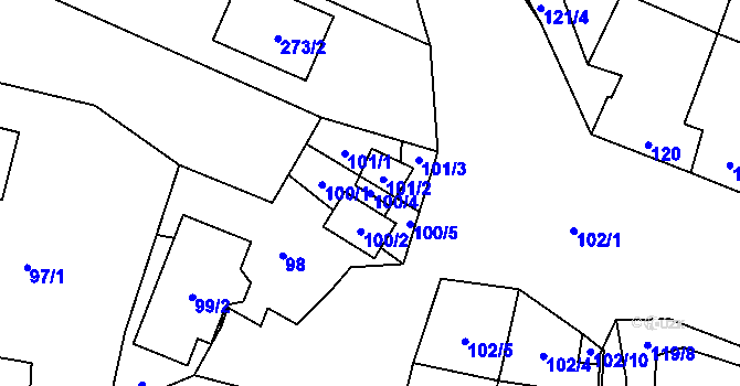 Parcela st. 100/4 v KÚ Dyje, Katastrální mapa