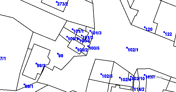 Parcela st. 100/5 v KÚ Dyje, Katastrální mapa