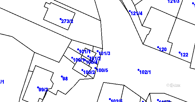 Parcela st. 101/3 v KÚ Dyje, Katastrální mapa