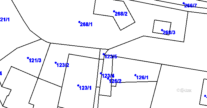 Parcela st. 123/5 v KÚ Dyje, Katastrální mapa