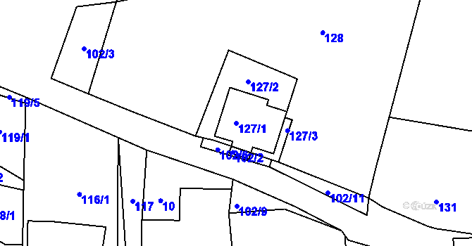 Parcela st. 127/1 v KÚ Dyje, Katastrální mapa