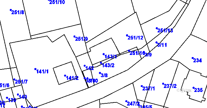 Parcela st. 143/1 v KÚ Dyje, Katastrální mapa