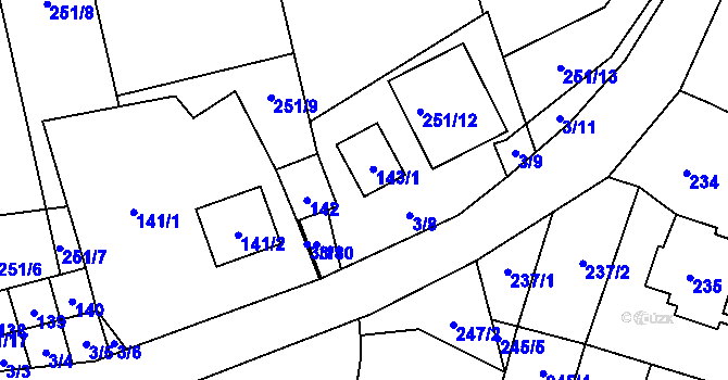 Parcela st. 143/2 v KÚ Dyje, Katastrální mapa