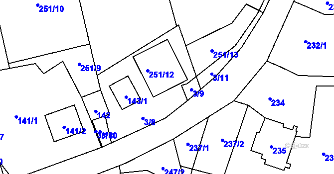Parcela st. 251/16 v KÚ Dyje, Katastrální mapa