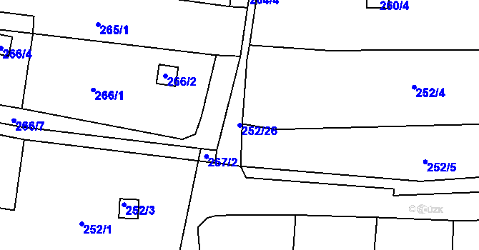 Parcela st. 252/26 v KÚ Dyje, Katastrální mapa