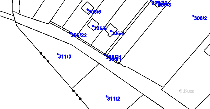 Parcela st. 306/21 v KÚ Dyje, Katastrální mapa