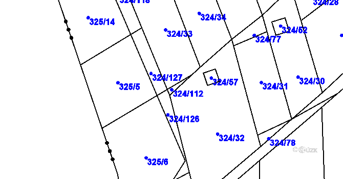Parcela st. 324/112 v KÚ Dyje, Katastrální mapa