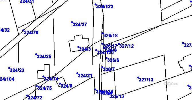 Parcela st. 324/123 v KÚ Dyje, Katastrální mapa