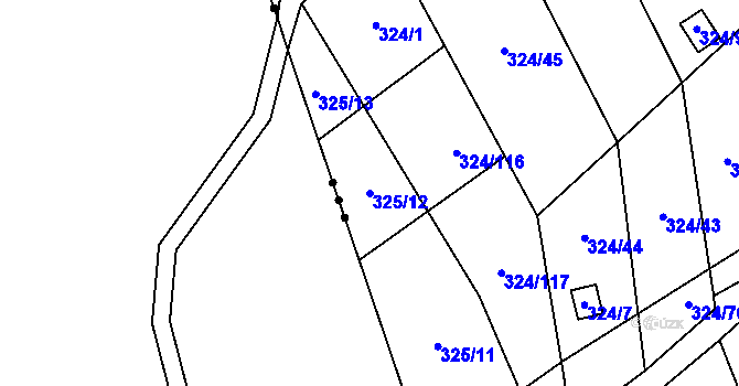 Parcela st. 325/12 v KÚ Dyje, Katastrální mapa