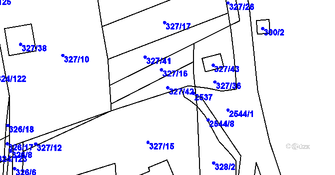 Parcela st. 327/42 v KÚ Dyje, Katastrální mapa
