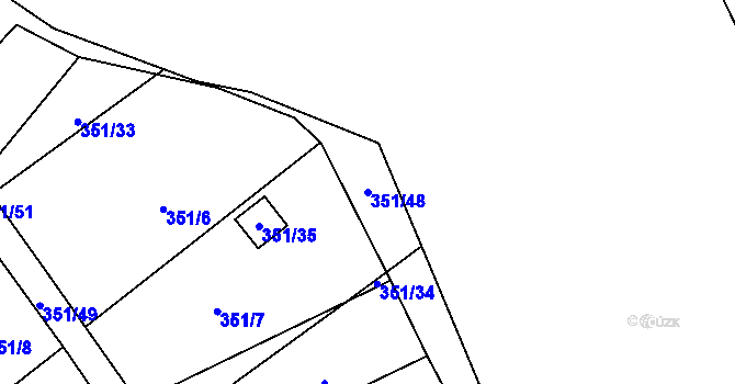Parcela st. 351/48 v KÚ Dyje, Katastrální mapa