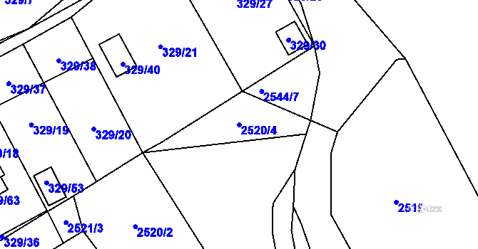 Parcela st. 2520/4 v KÚ Dyje, Katastrální mapa