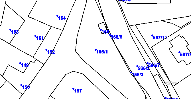 Parcela st. 156/1 v KÚ Dyje, Katastrální mapa