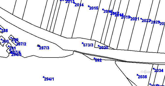Parcela st. 573/3 v KÚ Dyje, Katastrální mapa