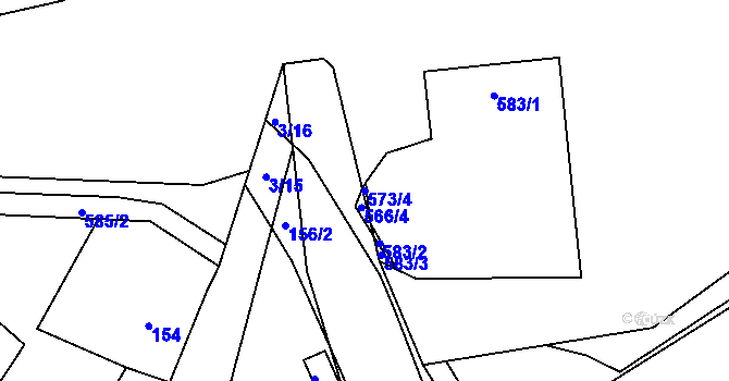 Parcela st. 573/4 v KÚ Dyje, Katastrální mapa