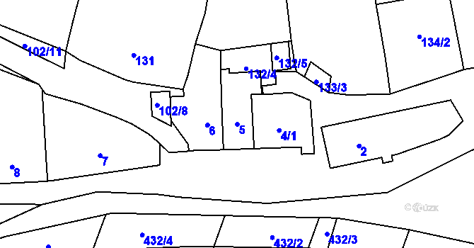 Parcela st. 5 v KÚ Dyje, Katastrální mapa