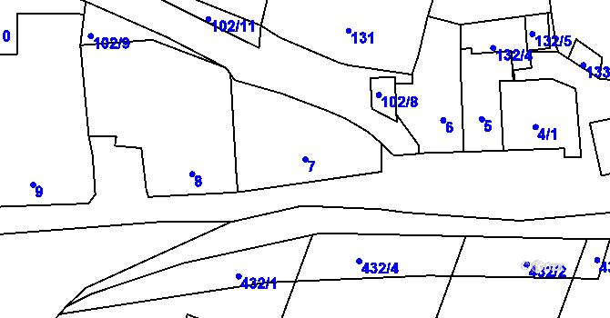 Parcela st. 7 v KÚ Dyje, Katastrální mapa