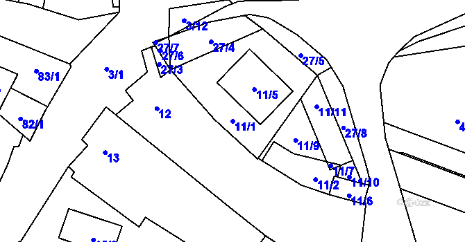 Parcela st. 11/1 v KÚ Dyje, Katastrální mapa