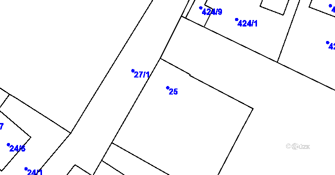 Parcela st. 25 v KÚ Dyje, Katastrální mapa