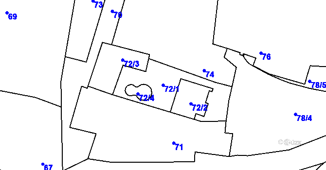 Parcela st. 72/1 v KÚ Dyje, Katastrální mapa