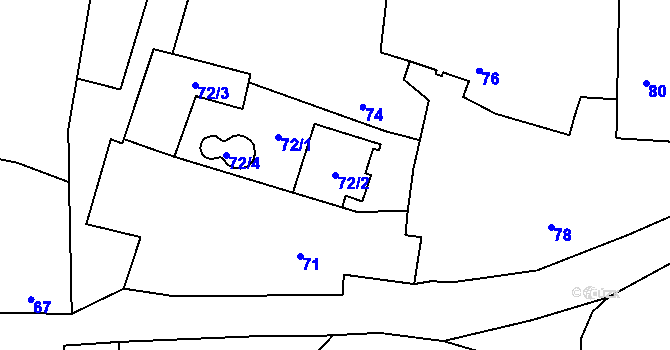 Parcela st. 72/2 v KÚ Dyje, Katastrální mapa