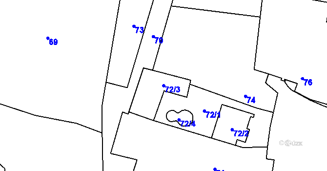 Parcela st. 72/3 v KÚ Dyje, Katastrální mapa