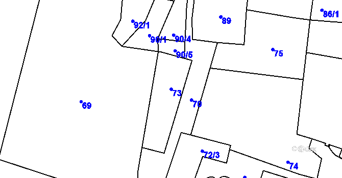 Parcela st. 73 v KÚ Dyje, Katastrální mapa