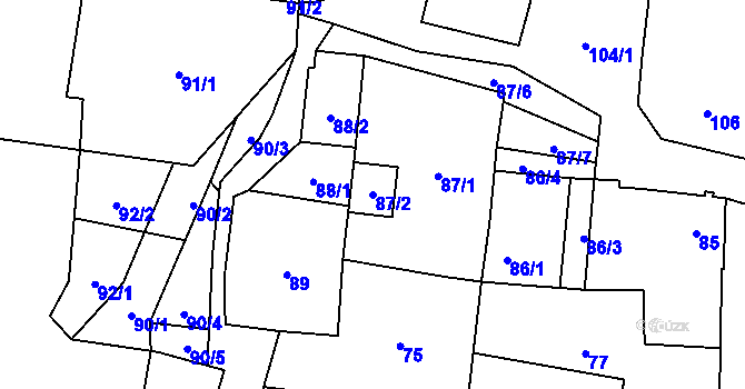 Parcela st. 87/2 v KÚ Dyje, Katastrální mapa