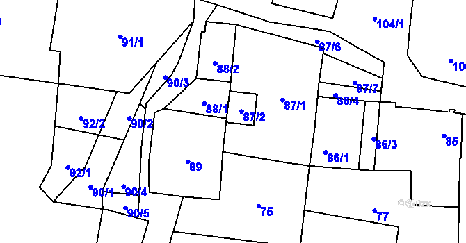 Parcela st. 87/4 v KÚ Dyje, Katastrální mapa