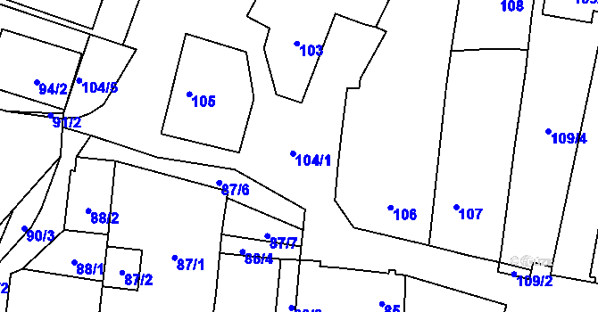 Parcela st. 104 v KÚ Dyje, Katastrální mapa