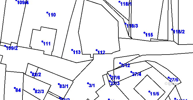 Parcela st. 112 v KÚ Dyje, Katastrální mapa