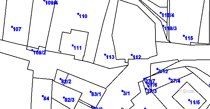 Parcela st. 113 v KÚ Dyje, Katastrální mapa