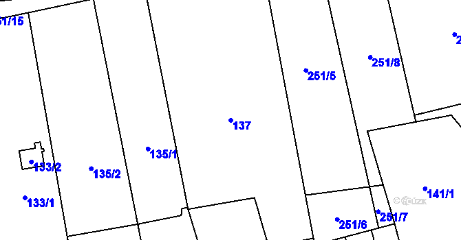Parcela st. 137 v KÚ Dyje, Katastrální mapa