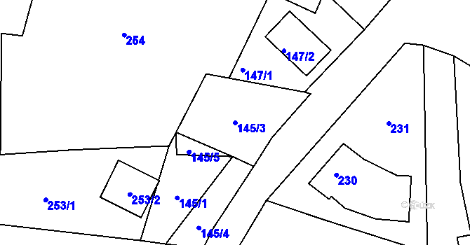 Parcela st. 145/3 v KÚ Dyje, Katastrální mapa