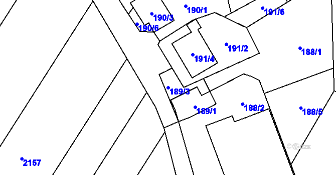 Parcela st. 189/3 v KÚ Dyje, Katastrální mapa