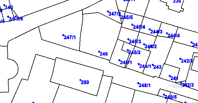 Parcela st. 246 v KÚ Dyje, Katastrální mapa