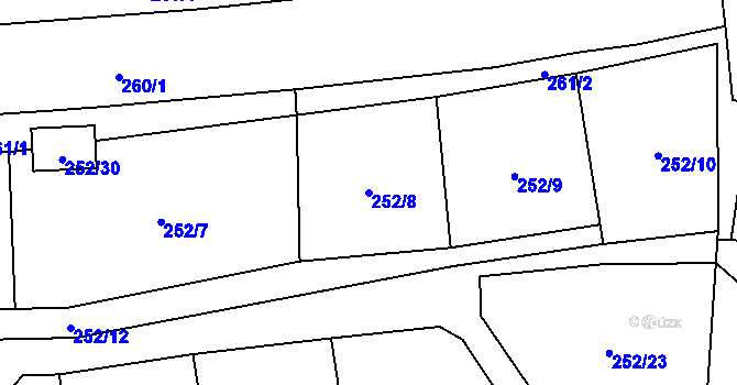 Parcela st. 252/8 v KÚ Dyje, Katastrální mapa