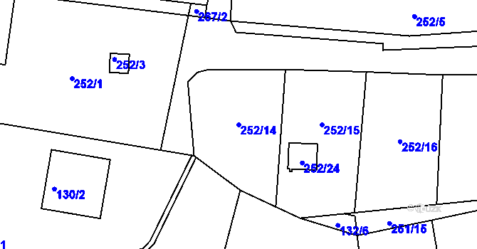 Parcela st. 252/14 v KÚ Dyje, Katastrální mapa