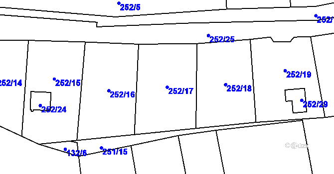 Parcela st. 252/17 v KÚ Dyje, Katastrální mapa
