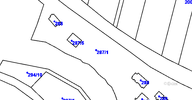 Parcela st. 287/1 v KÚ Dyje, Katastrální mapa