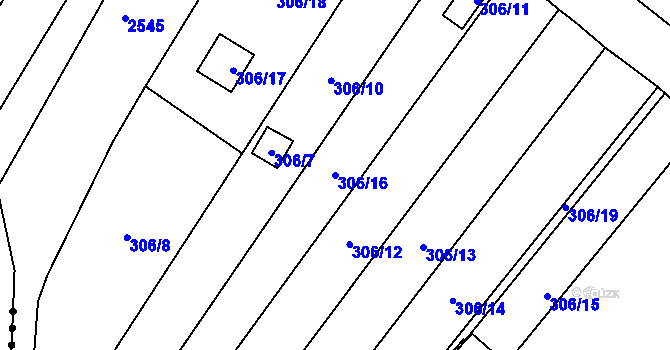 Parcela st. 306/16 v KÚ Dyje, Katastrální mapa