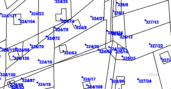 Parcela st. 324/20 v KÚ Dyje, Katastrální mapa