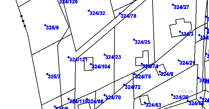 Parcela st. 324/23 v KÚ Dyje, Katastrální mapa