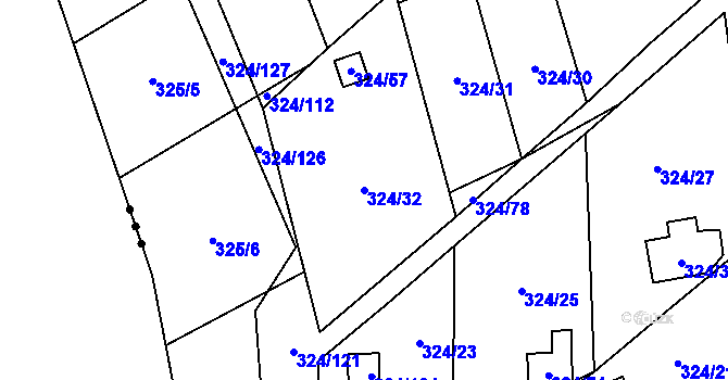 Parcela st. 324/32 v KÚ Dyje, Katastrální mapa