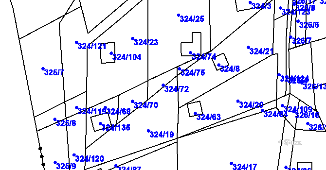 Parcela st. 324/72 v KÚ Dyje, Katastrální mapa