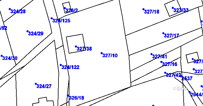 Parcela st. 327/10 v KÚ Dyje, Katastrální mapa